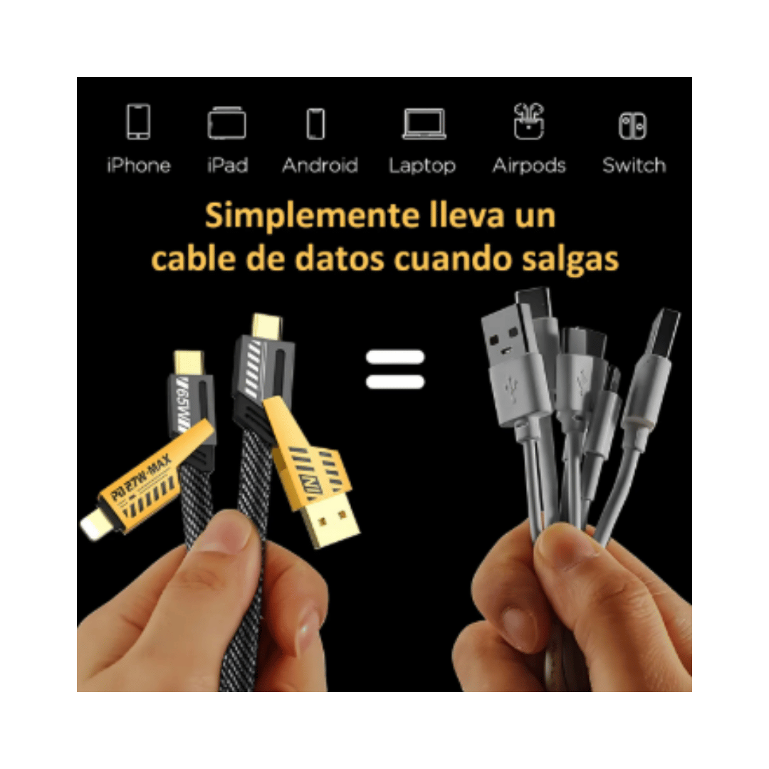 Cable De Carga Rapida 4 En 1 - Conector Usb A y Usb C