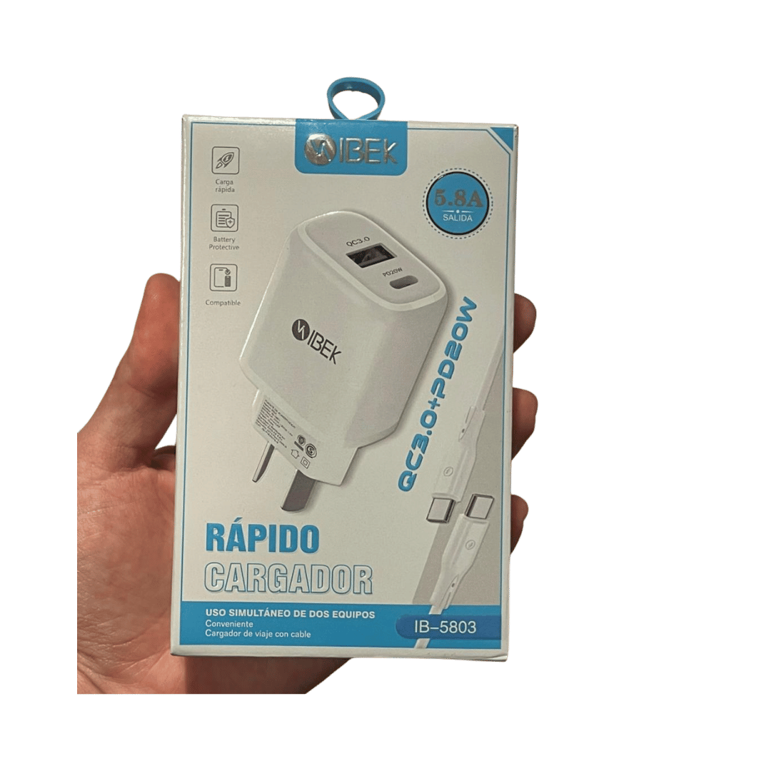Cargador Ultra Rápido Ibek 5.8 - Kit USB-C a USB-C