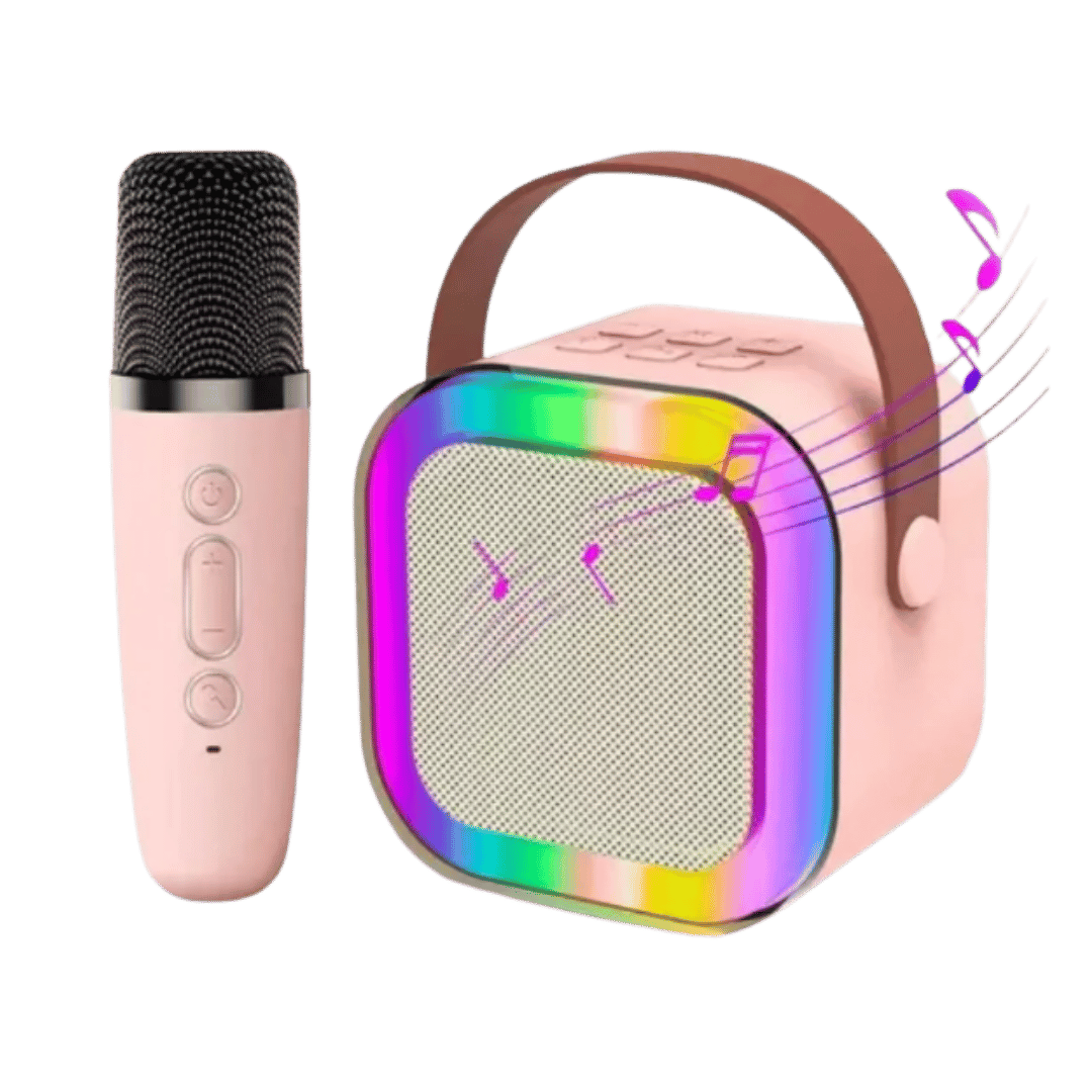 Mini Parlante Karaoke Portátil- Con Micrófono Inalámbrico & Luces LED