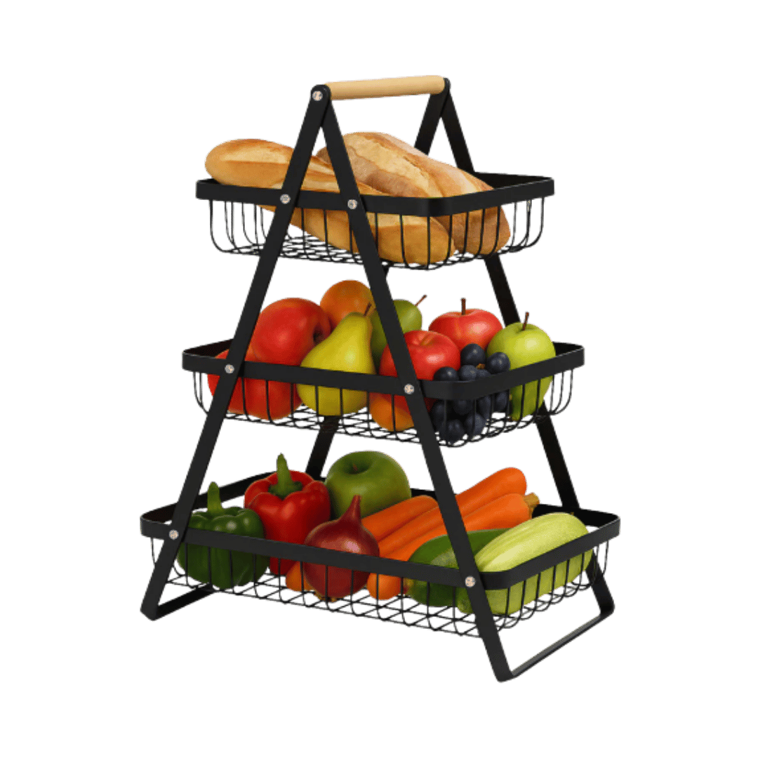 Organizador de 3 Niveles tipo cesta - multiuso - acero inoxidable