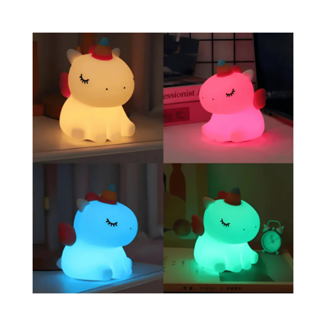Velador Unicornio de Silicona Soft Touch - Luz LED Recargable USB-C