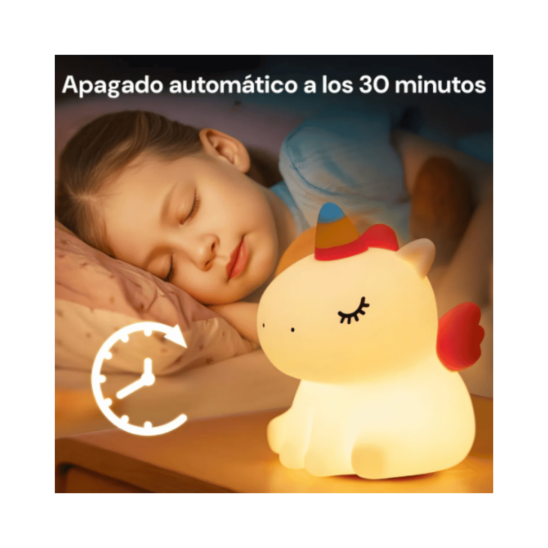 Velador Unicornio de Silicona Soft Touch - Luz LED Recargable USB-C