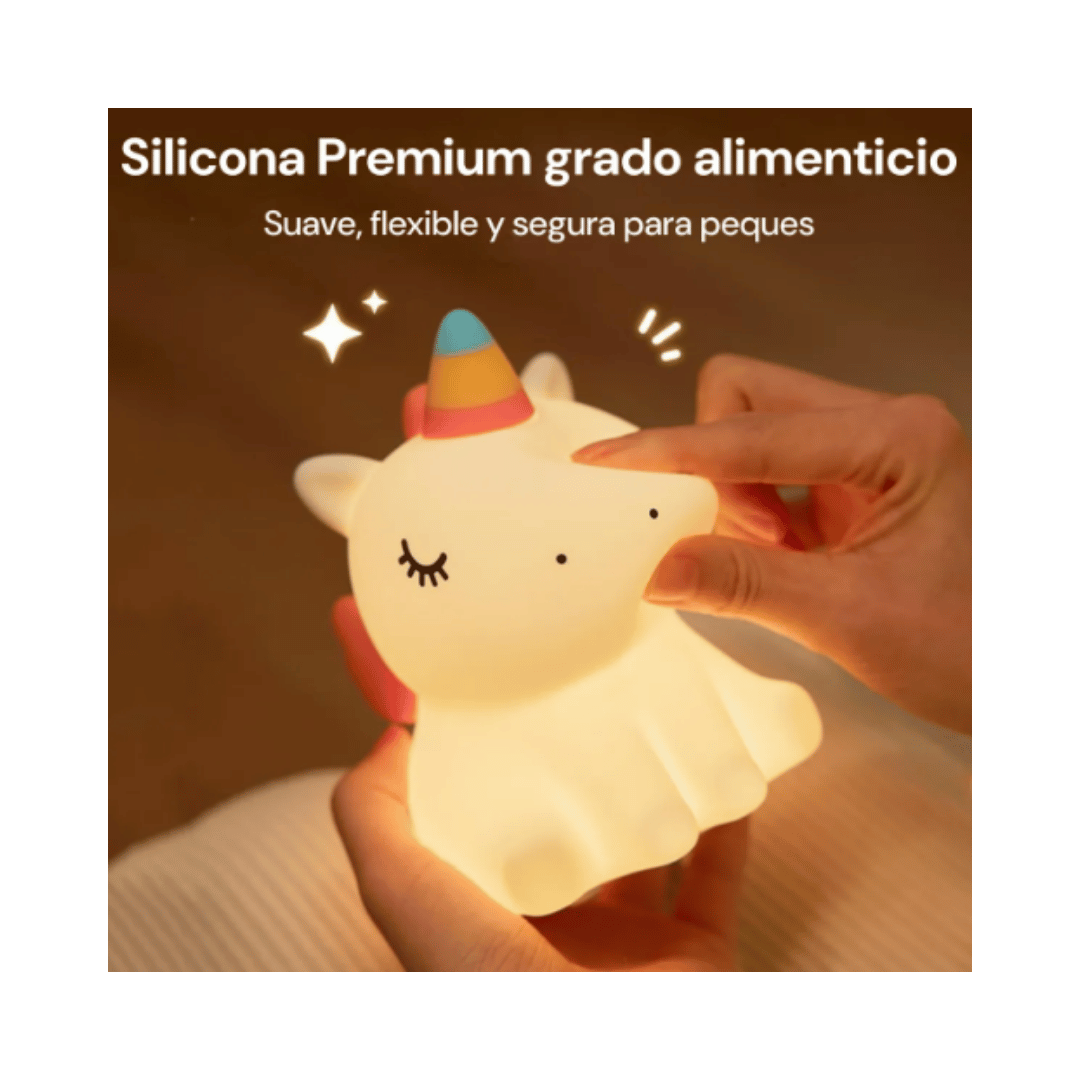 Velador Unicornio de Silicona Soft Touch - Luz LED Recargable USB-C