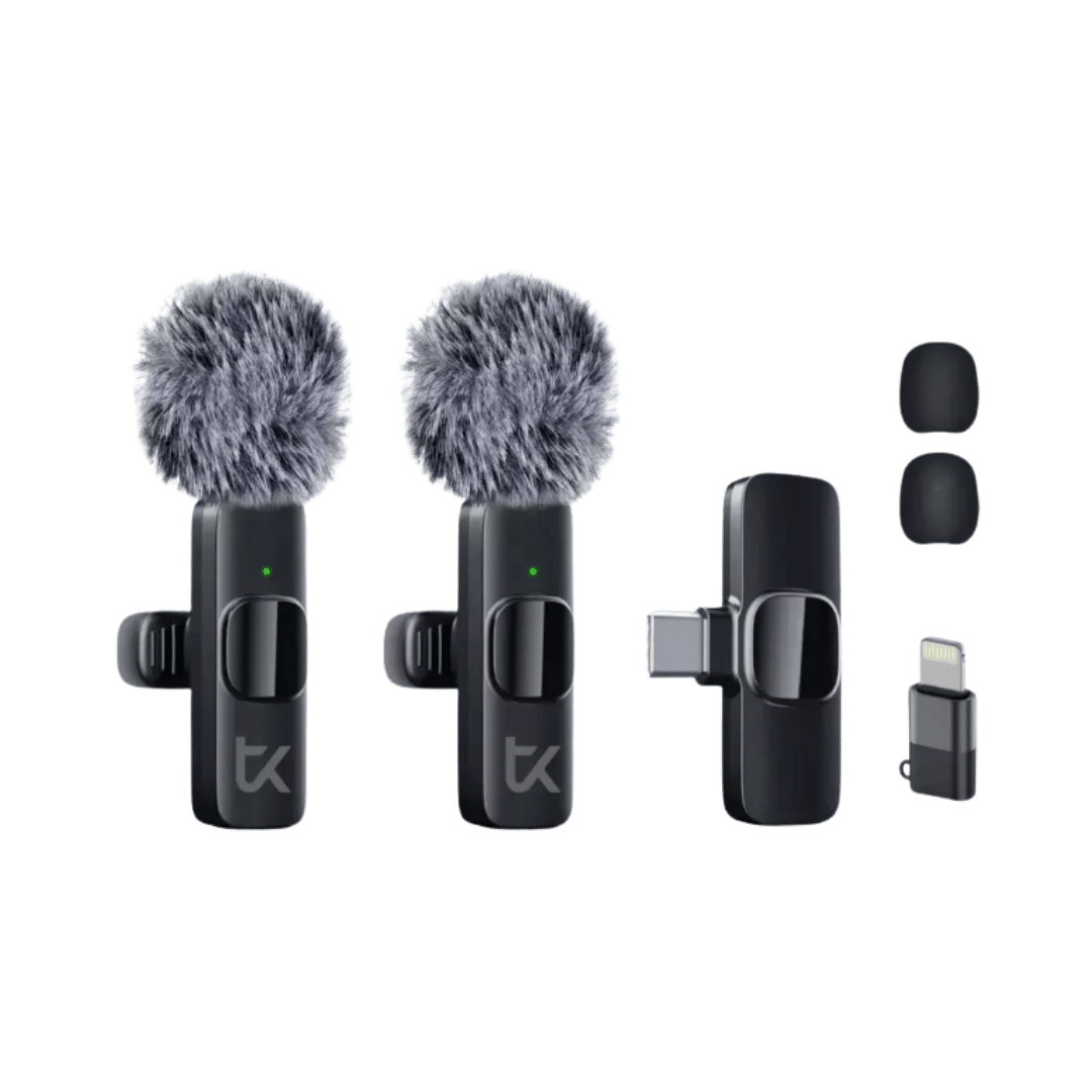 Set Doble Micrófono Inalámbrico Corbatero Teeky - USB-C + Adaptador Lightning - Imagen 2
