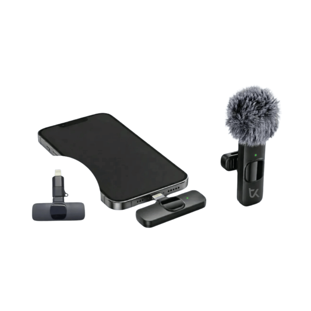 Set Doble Micrófono Inalámbrico Corbatero Teeky - USB-C + Adaptador Lightning - Imagen 3