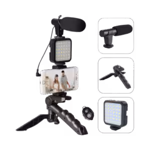 Kit Influencer Pro 4 en 1 - Streaming y Video (Trípode + Luz + Mic)