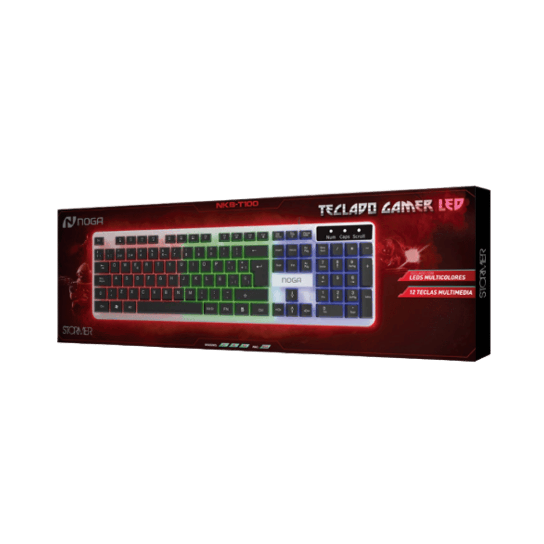 Teclado Gamer LED Noga Stormer - Blanco Retroiluminado